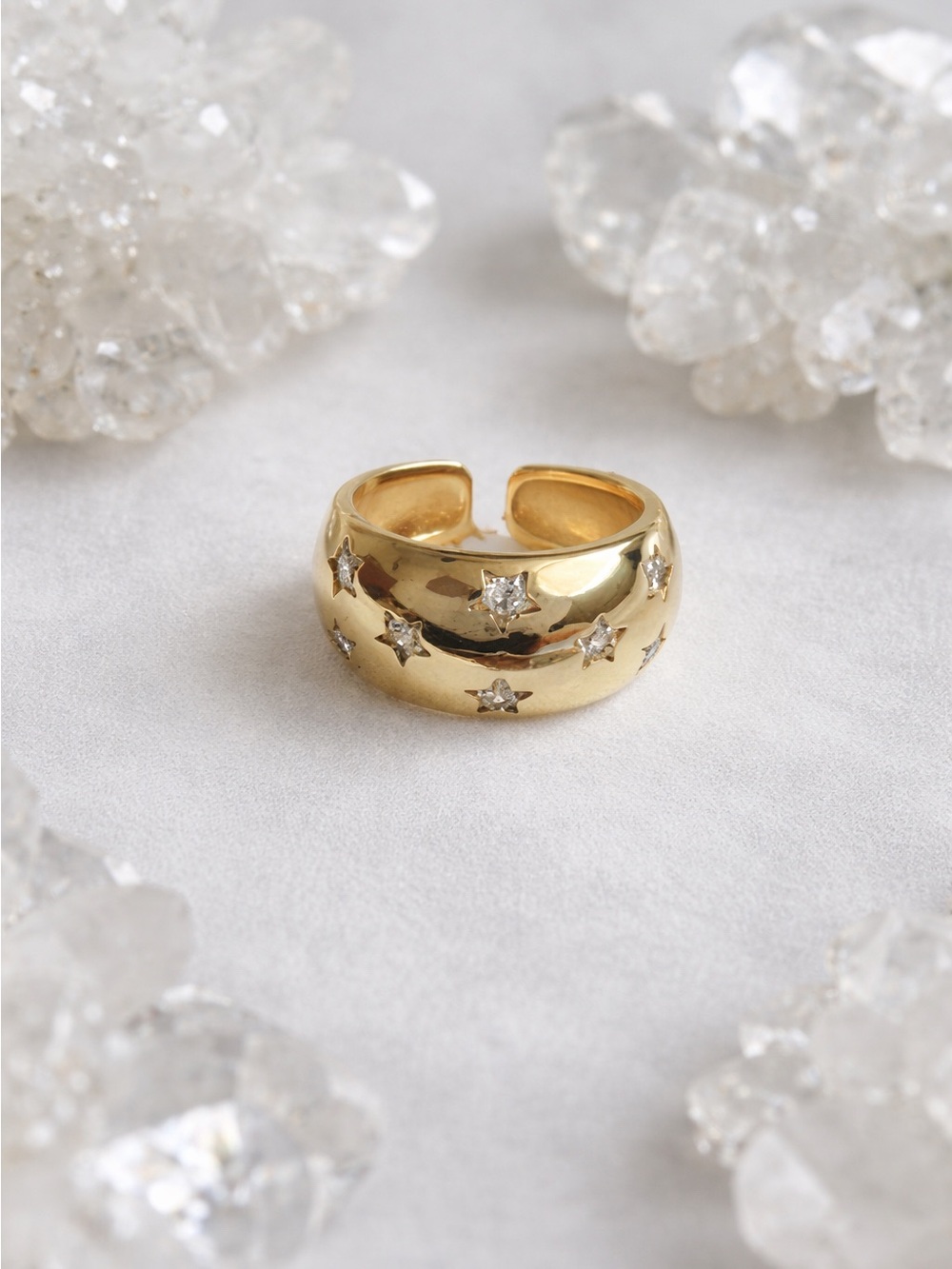Gold Star-Studded Dome Ring - Women Jewelry